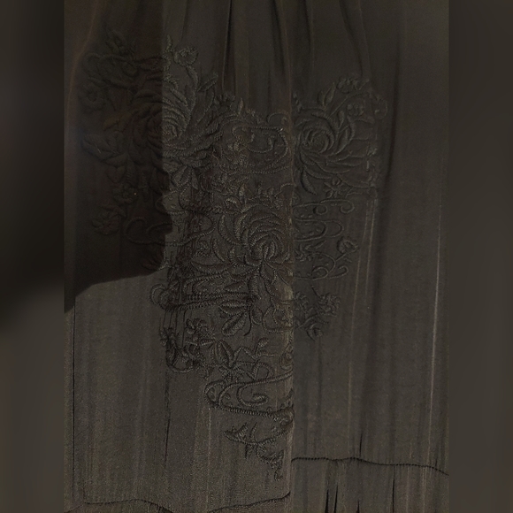 Free People Embroidered Black Mandarin collared dress - Picture 2 of 8